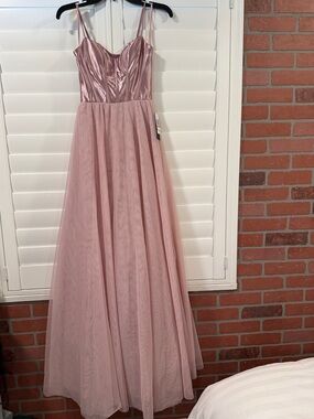 City Studio Dusty Rose Pink Satin Bodice Tulle Evening Gown